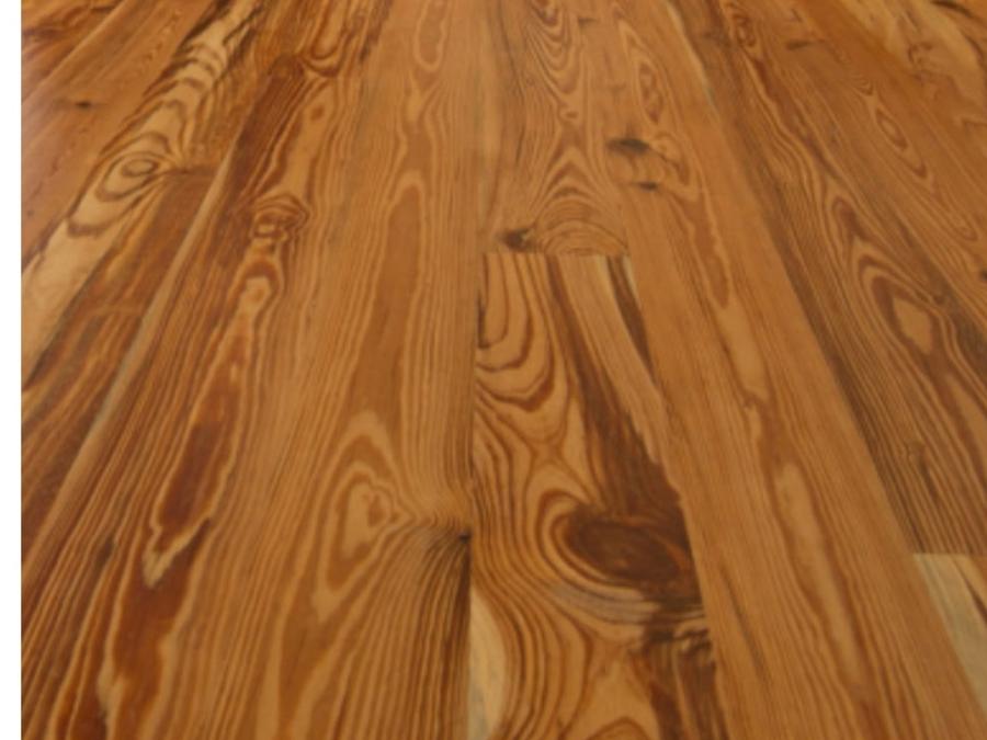 Refinished pine floor with dramatic grain